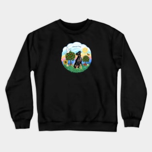 "Happy Day" Miniature Pinscher (Natural ears) in the Country Crewneck Sweatshirt